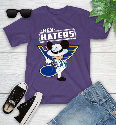 NHL Hey Haters Mickey Hockey Sports St.Louis Blues Youth T-Shirt 3