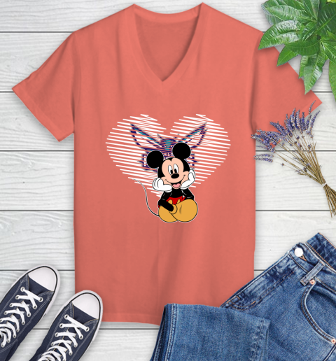 NBA Charlotte Hornets The Heart Mickey Mouse Disney Basketball Women's V-Neck T-Shirt 6