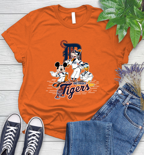 MLB Detroit Tigers Mickey Mouse Donald Duck Goofy Baseball T Shirt Women's T-Shirt 3