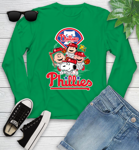 MLB Philadelphia Phillies Snoopy Charlie Brown Woodstock The Peanuts Movie Baseball T Shirt_000 Youth Long Sleeve 7