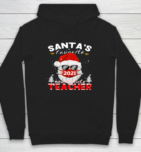 Santa's Favorite Substitute Teacher Christmas Santa Face Hoodie