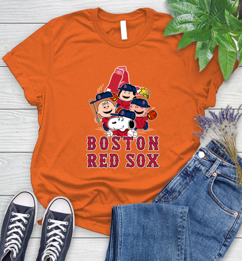 MLB Boston Red Sox Snoopy Charlie Brown Woodstock The Peanuts Movie Baseball T Shirt Women's T-Shirt 3