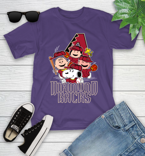 MLB Arizona Diamondbacks Snoopy Charlie Brown Woodstock The Peanuts Movie Baseball T Shirt_000 Youth T-Shirt 3