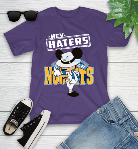 NBA Hey Haters Mickey Basketball Sports Denver Nuggets Youth T-Shirt 3