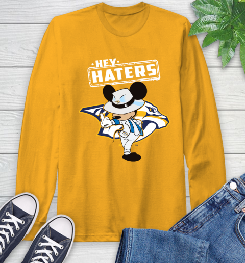 NHL Hey Haters Mickey Hockey Sports Nashville Predators Long Sleeve T-Shirt 2
