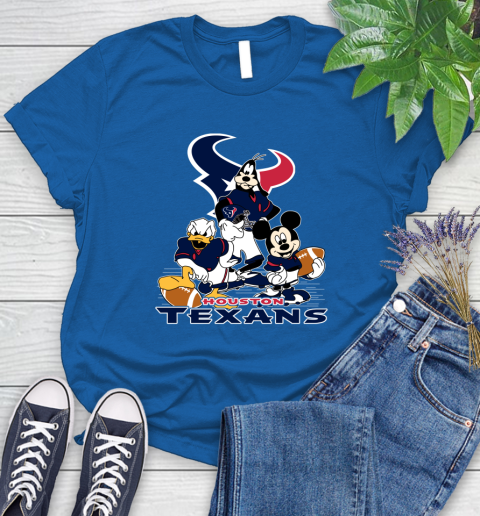 NFL Houston Texans Mickey Mouse Donald Duck Goofy Football Shirt Women's T-Shirt 12