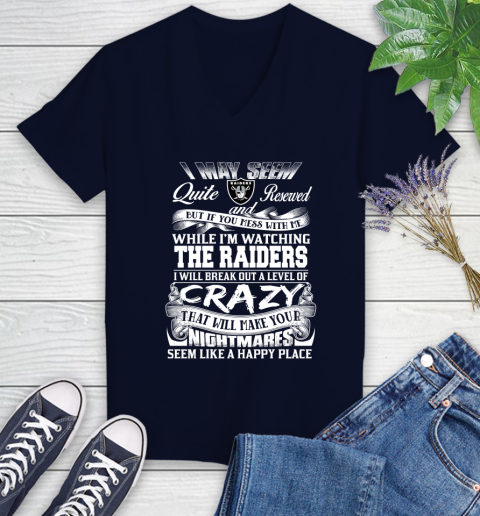Oakland Raiders NFL Football Don't Mess With Me While I'm Watching My Team Women's V-Neck T-Shirt 2