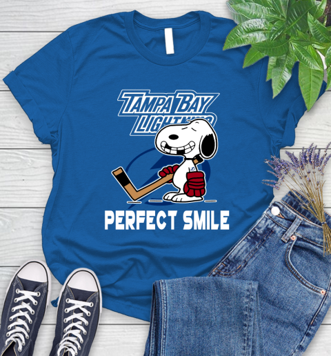 NHL Tampa Bay Lightning Snoopy Perfect Smile The Peanuts Movie Hockey T Shirt Women's T-Shirt 12