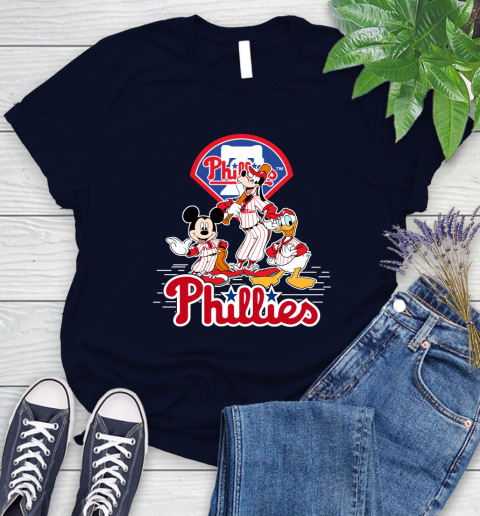 MLB Philadelphia Phillies Mickey Mouse Donald Duck Goofy Baseball T Shirt Women's T-Shirt 2