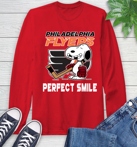 NHL Philadelphia Flyers Snoopy Perfect Smile The Peanuts Movie Hockey T Shirt Long Sleeve T-Shirt 11