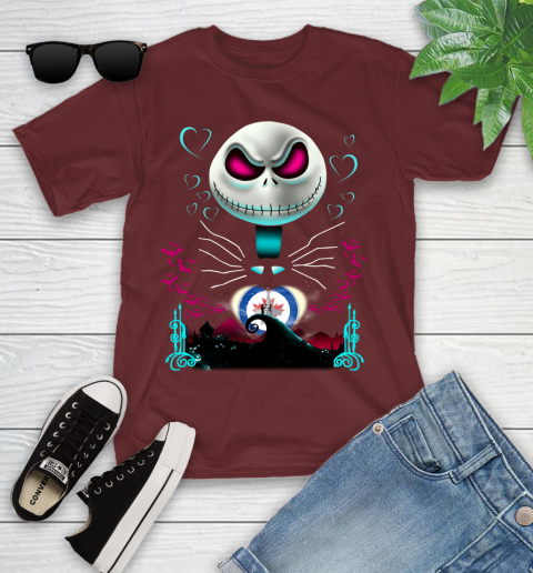 NHL Winnipeg Jets Jack Skellington Sally The Nightmare Before Christmas Hockey Youth T-Shirt 14