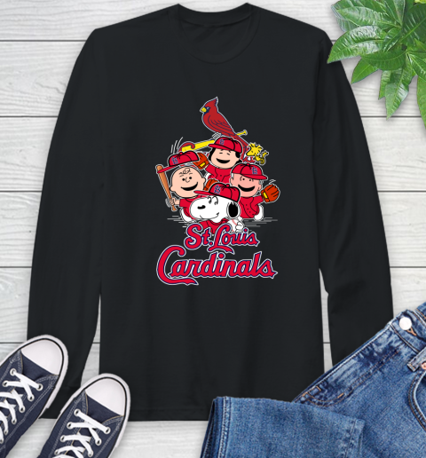 MLB St.Louis Cardinals Snoopy Charlie Brown Woodstock The Peanuts Movie  Baseball T Shirt_000 Long Sleeve T-Shirt