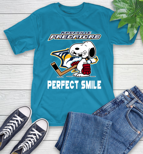 NHL Nashville Predators Snoopy Perfect Smile The Peanuts Movie Hockey T Shirt T-Shirt 9