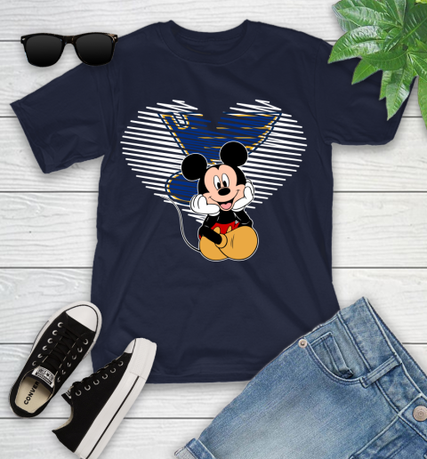 NHL St.Louis Blues The Heart Mickey Mouse Disney Hockey Youth T-Shirt 2