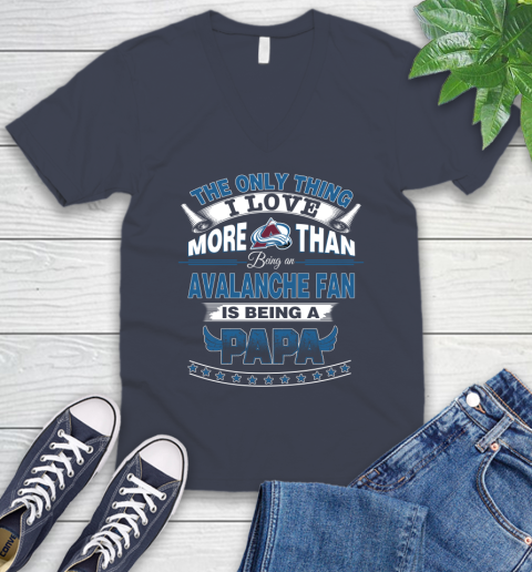 NHL The Only Thing I Love More Than Being A Colorado Avalanche Fan Is Being A Papa Hockey V-Neck T-Shirt 8
