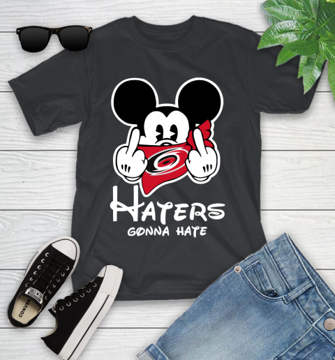 NHL Carolina Hurricanes Haters Gonna Hate Mickey Mouse Disney Hockey T Shirt Youth T-Shirt