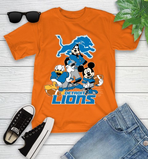 NFL Detroit Lions Mickey Mouse Donald Duck Goofy Football Shirt Youth T-Shirt 9