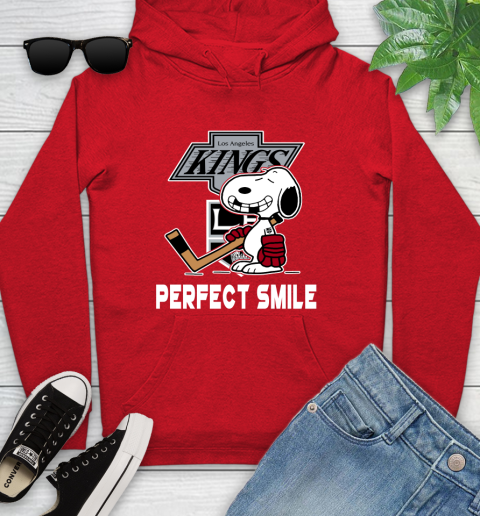 NHL Los Angeles Kings Snoopy Perfect Smile The Peanuts Movie Hockey T Shirt Youth Hoodie 12