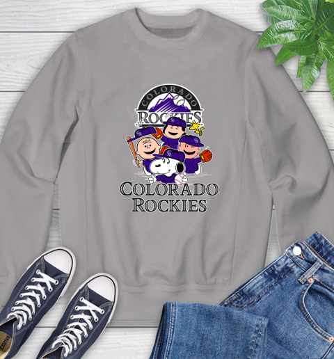 MLB Colorado Rockies Snoopy Charlie Brown Woodstock The Peanuts Movie Baseball T Shirt_000 Sweatshirt 5