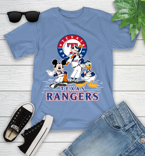 MLB Texas Rangers Mickey Mouse Donald Duck Goofy Baseball T Shirt Youth T-Shirt 15