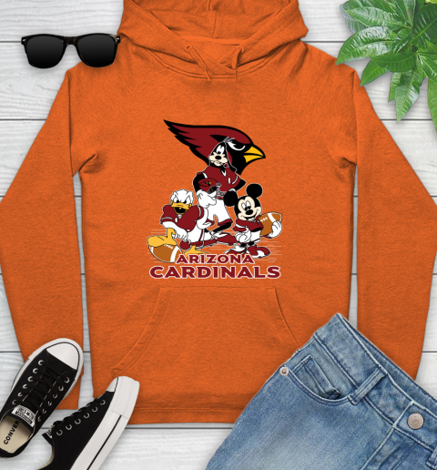 NFL Arizona Cardinals Mickey Mouse Donald Duck Goofy Football Shirt Youth Hoodie 4