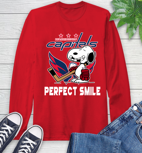 NHL Washington Capitals Snoopy Perfect Smile The Peanuts Movie Hockey T Shirt Long Sleeve T-Shirt 11