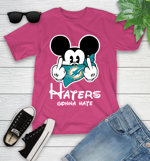 NFL Miami Dolphins Haters Gonna Hate Mickey Mouse Disney Football T Shirt Youth T-Shirt 11