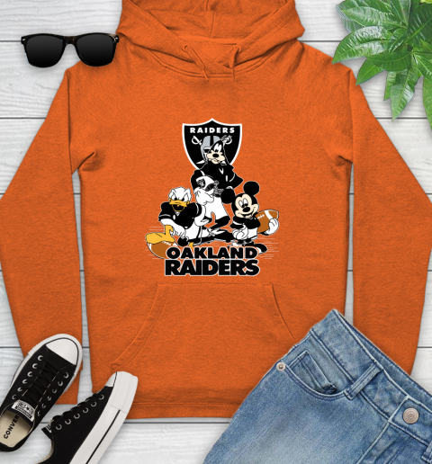 NFL Oakland Raiders Mickey Mouse Donald Duck Goofy Football Shirt Youth Hoodie 4