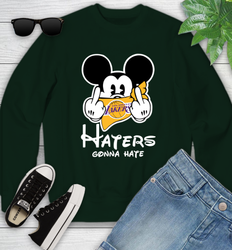 NBA Los Angeles Lakers Haters Gonna Hate Mickey Mouse Disney Basketball T Shirt Youth Sweatshirt 9