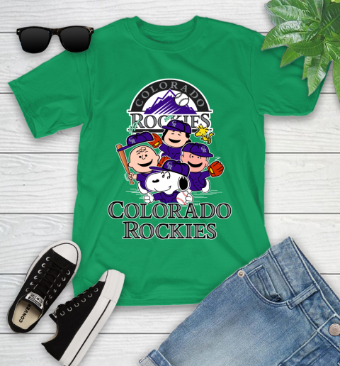 MLB Colorado Rockies Snoopy Charlie Brown Woodstock The Peanuts Movie Baseball T Shirt_000 Youth T-Shirt 8