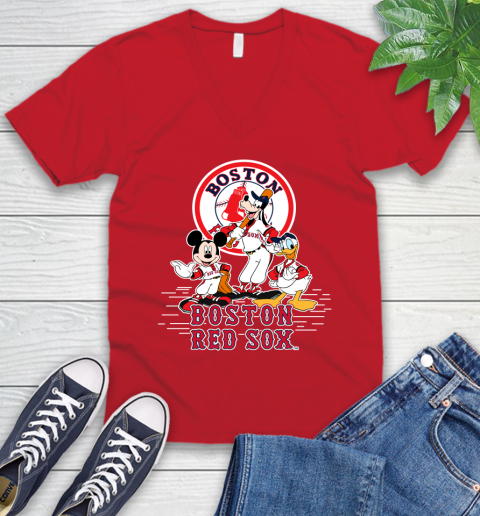 MLB Boston Red Sox Mickey Mouse Donald Duck Goofy Baseball T Shirt V-Neck T-Shirt 6