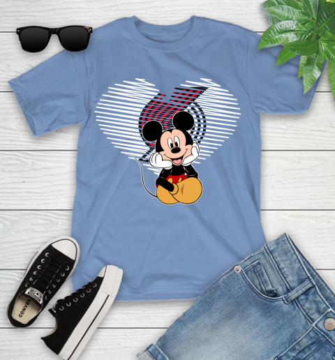 NBA Portland Trail Blazers The Heart Mickey Mouse Disney Basketball Youth T-Shirt 15