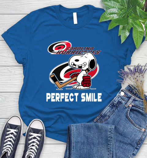 NHL Carolina Hurricanes Snoopy Perfect Smile The Peanuts Movie Hockey T Shirt Women's T-Shirt 12