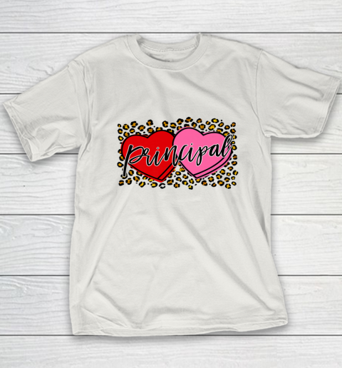 Leopard Candy Heart Principal Valentine Day Principal V Day Youth T-Shirt 6