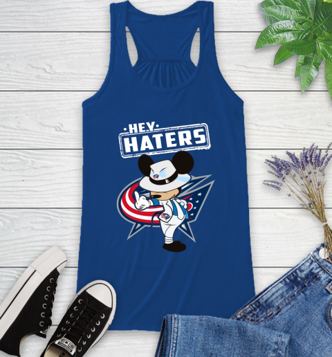 NHL Hey Haters Mickey Hockey Sports Columbus Blue Jackets Racerback Tank 8