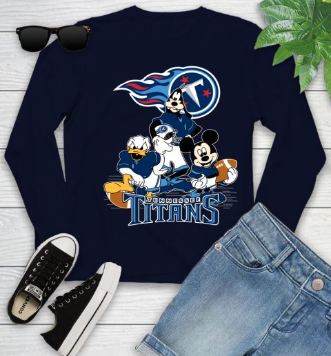 NFL Tennessee Titans Mickey Mouse Donald Duck Goofy Football Shirt Youth Long Sleeve 2