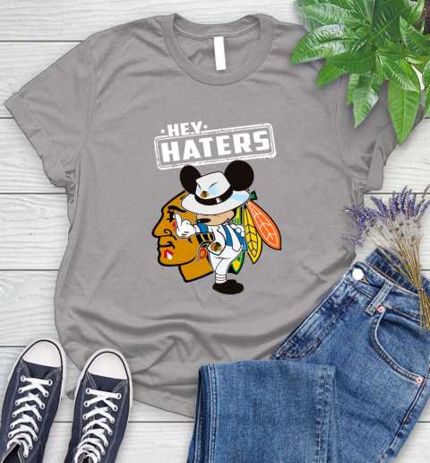 NHL Hey Haters Mickey Hockey Sports Chicago Blackhawks Women's T-Shirt 5