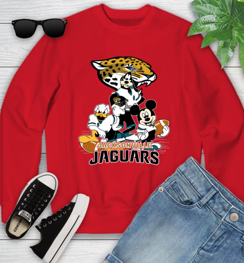 NFL Jacksonville Jaguars Mickey Mouse Donald Duck Goofy Football Shirt Youth Sweatshirt 8