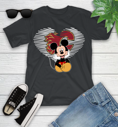 NHL Calgary Flames The Heart Mickey Mouse Disney Hockey Youth T-Shirt