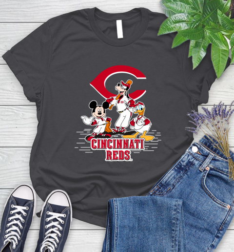 MLB Cincinnati Reds Mickey Mouse Donald Duck Goofy Baseball T Shirt Women's T-Shirt 8