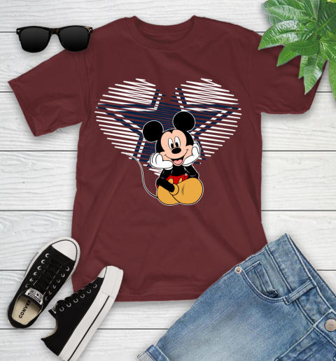 NFL Dallas Cowboys The Heart Mickey Mouse Disney Football T Shirt_000 Youth T-Shirt 14