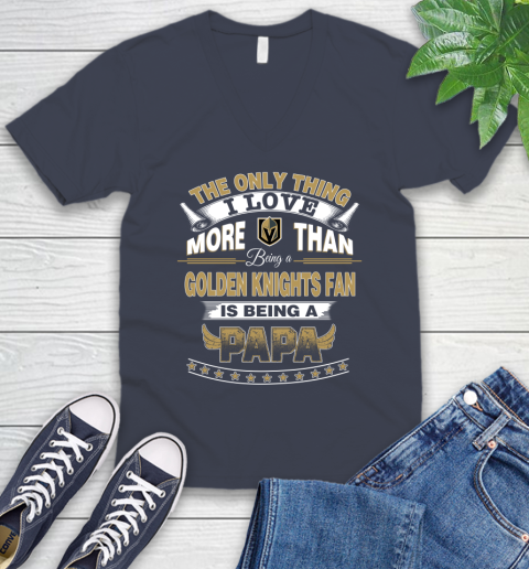 NHL The Only Thing I Love More Than Being A Vegas Golden Knights Fan Is Being A Papa Hockey V-Neck T-Shirt 8