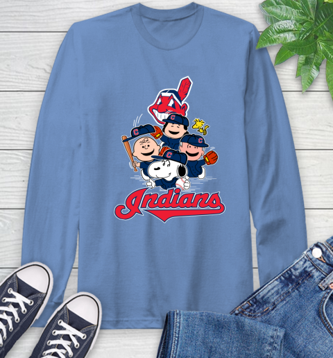 MLB Cleveland Indians Snoopy Charlie Brown Woodstock The Peanuts Movie Baseball T Shirt_000 Long Sleeve T-Shirt 12