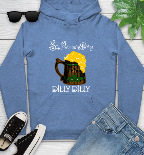 NBA Brooklyn Nets St Patrick's Day Dilly Dilly Beer Basketball Sports Youth Hoodie 13