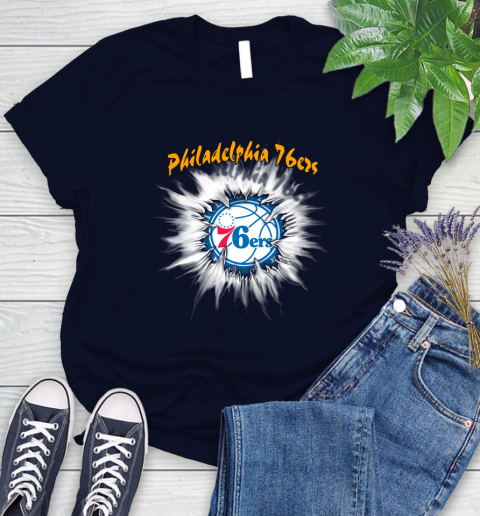 Philadelphia 76ers NBA Basketball Rip Sports Women's T-Shirt 2