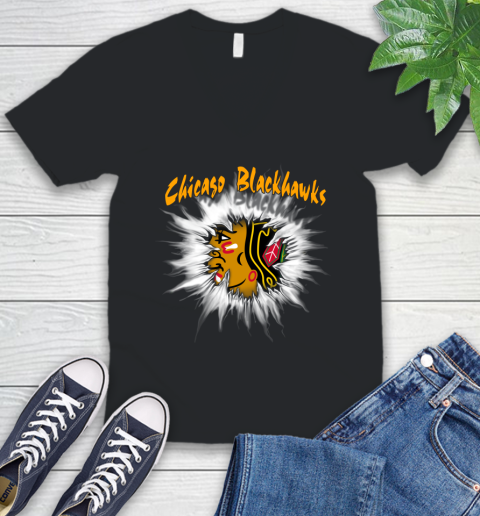 Chicago Blackhawks NHL Hockey Adoring Fan Rip Sports V-Neck T-Shirt