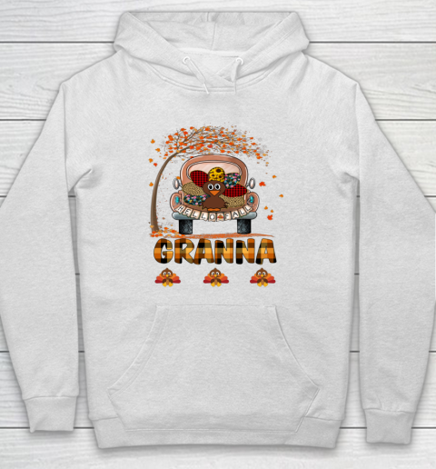 Hello Fall Thanksgiving Granna Gift Funny Turkey Truck Hoodie