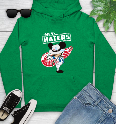 NHL Hey Haters Mickey Hockey Sports Detroit Red Wings Youth Hoodie 9