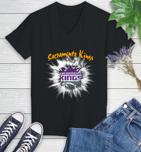 Sacramento Kings NBA Basketball Rip Sports Women's V-Neck T-Shirt