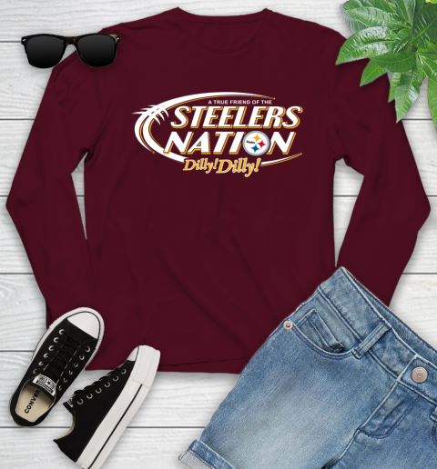 NFL A True Friend Of The Pittsburgh Steelers Dilly Dilly Football Sports Youth Long Sleeve 6